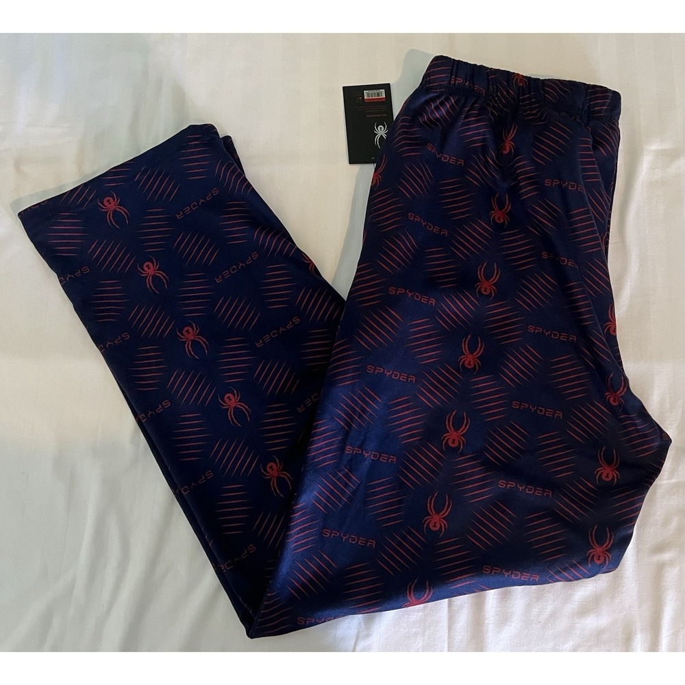 SPYDER Pajama Sweat Pants Mens XL Super Soft Navy Blue Red NWT Lounge Wear - Picture 6 of 6